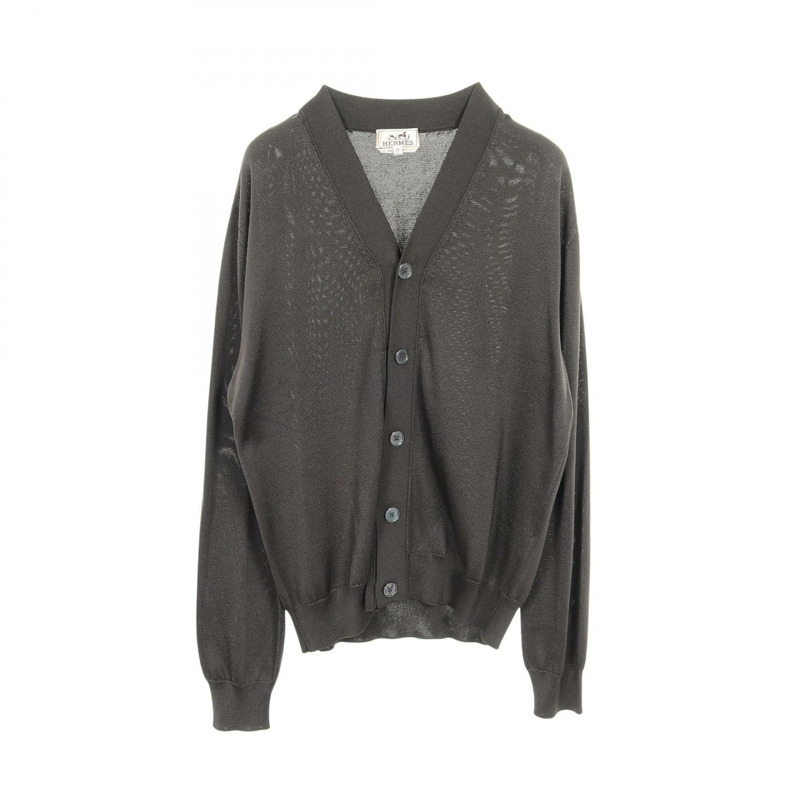 愛馬仕 (HERMES) 灰色真絲針織開襟衫,男士二手 M 碼-0