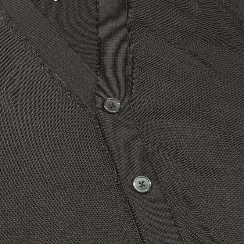 愛馬仕 (HERMES) 灰色真絲針織開襟衫,男士二手 M 碼-4