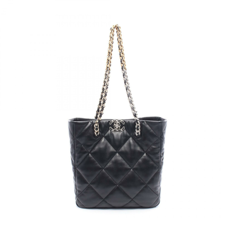 香奈兒 (CHANEL) 19 Matelasse 鏈條肩背包 AS3519 黑色皮革 二手 GHW-0