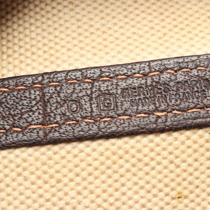 愛馬仕 Garden Party PM 手提包,帆布皮革,棕色米色,二手,帶五金配件。-4