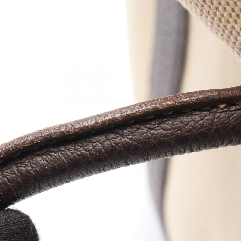 愛馬仕 Garden Party PM 手提包,帆布皮革,棕色米色,二手,帶五金配件。-6