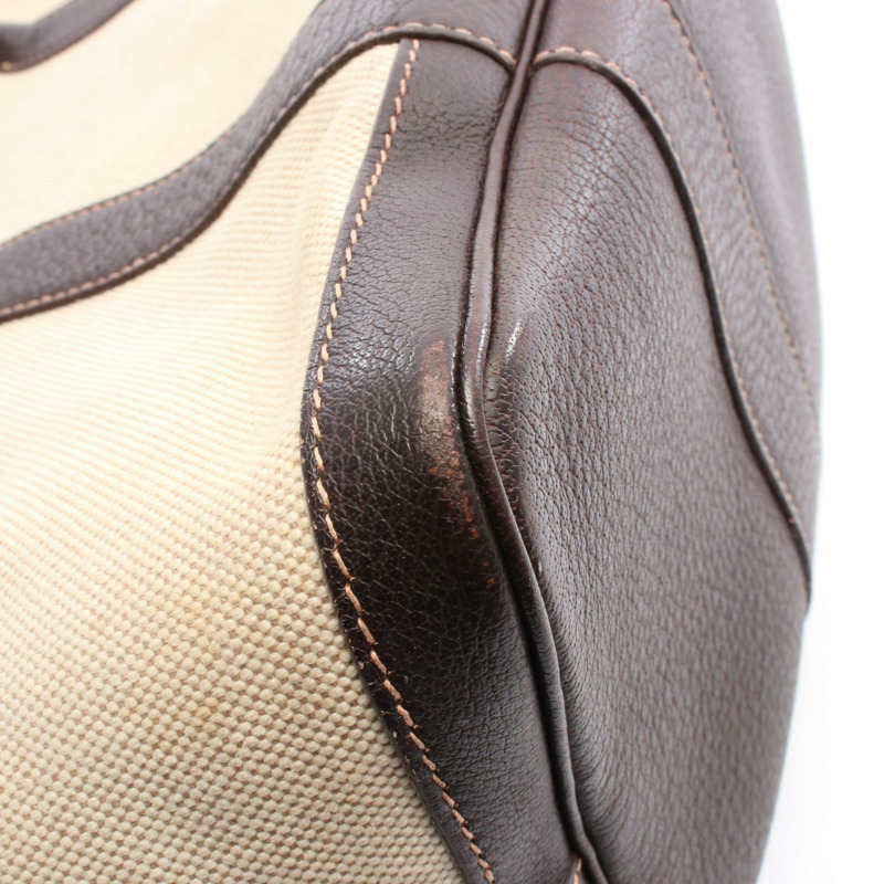 愛馬仕 Garden Party PM 手提包,帆布皮革,棕色米色,二手,帶五金配件。-9