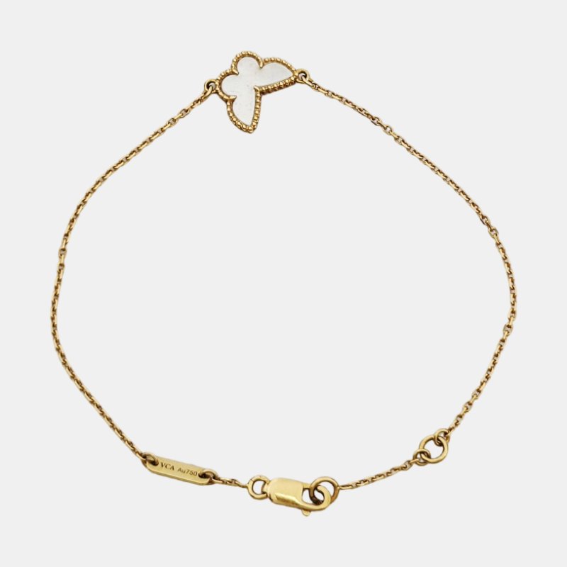 Van Cleef & Arpels Sweet Alhambra 金色18K黃金珍珠母貝手鏈 長度17cm-1