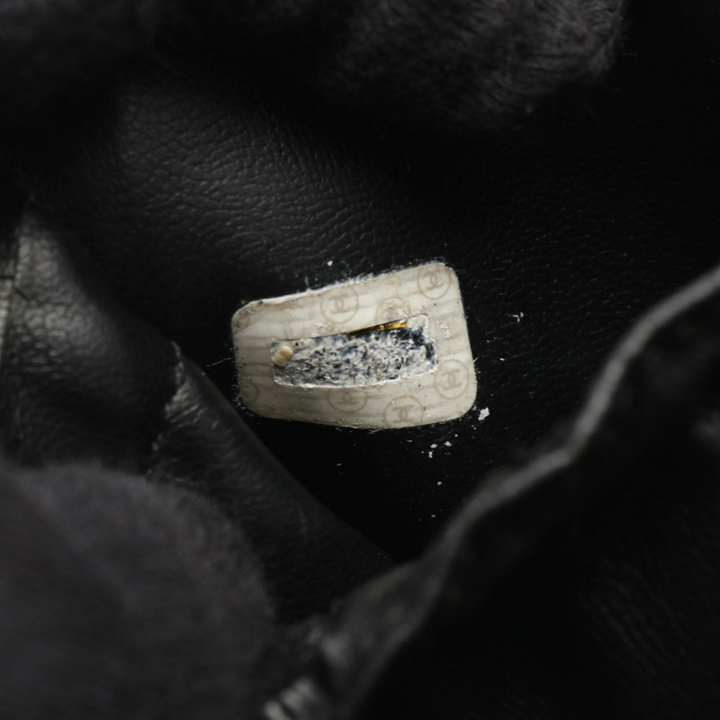 香奈兒 COCO Mark 化妝包 A01998 皮革 粒面小牛皮 黑色 二手 金色五金-4