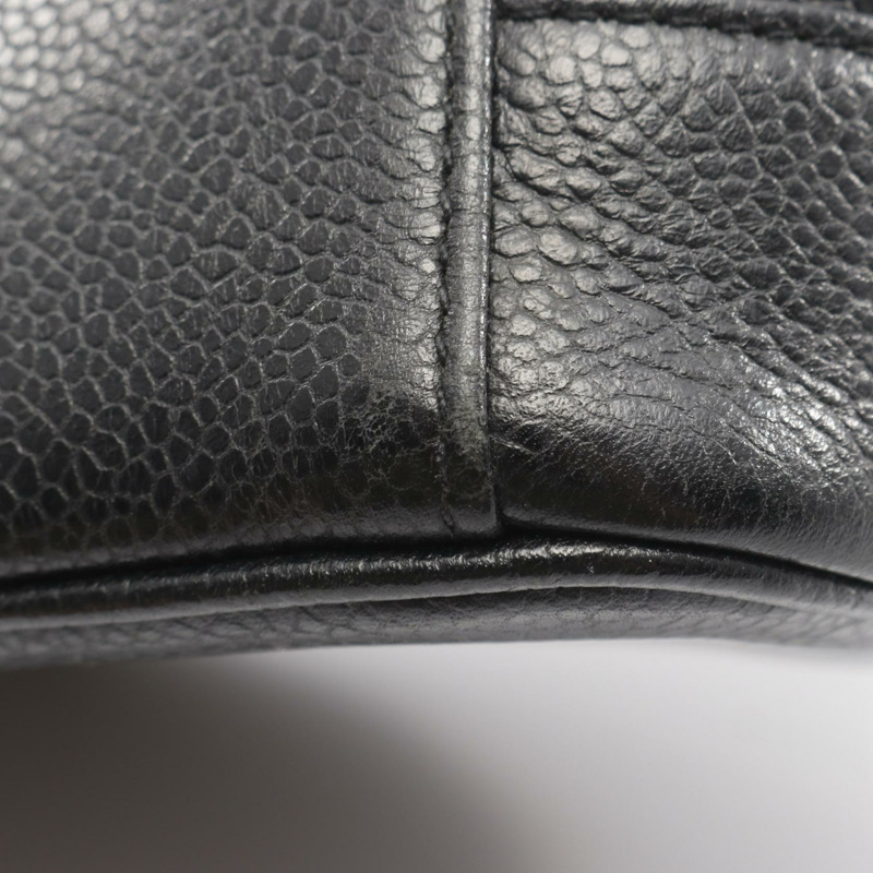 香奈兒 COCO Mark 化妝包 A01998 皮革 粒面小牛皮 黑色 二手 金色五金-5