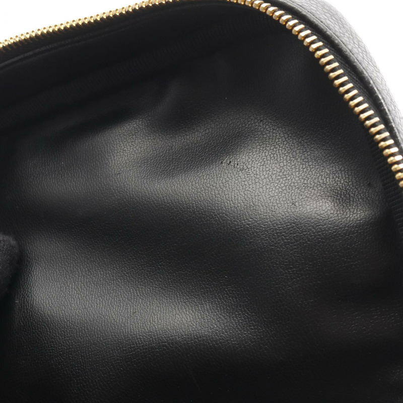 香奈兒 COCO Mark 化妝包 A01998 皮革 粒面小牛皮 黑色 二手 金色五金-9