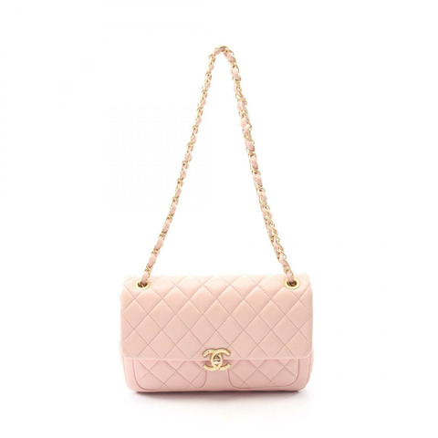 香奈兒 (CHANEL) 絎縫鏈條肩背包 AS4459 羊皮粉紅二手女士金扣