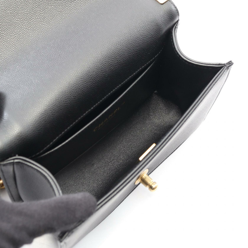 香奈兒 Boy Chanel 小號鏈條單背包 A67085 黑色粒面小牛皮 二手 金色五金-2