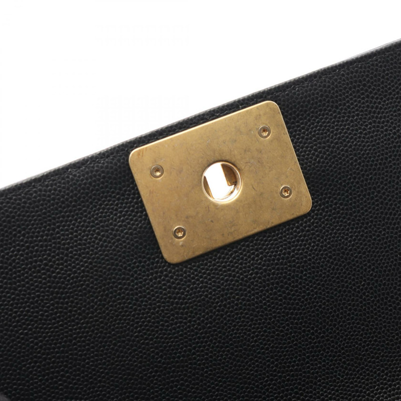 香奈兒 Boy Chanel 小號鏈條單背包 A67085 黑色粒面小牛皮 二手 金色五金-5