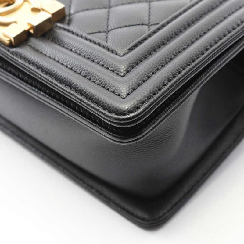 香奈兒 Boy Chanel 小號鏈條單背包 A67085 黑色粒面小牛皮 二手 金色五金-6