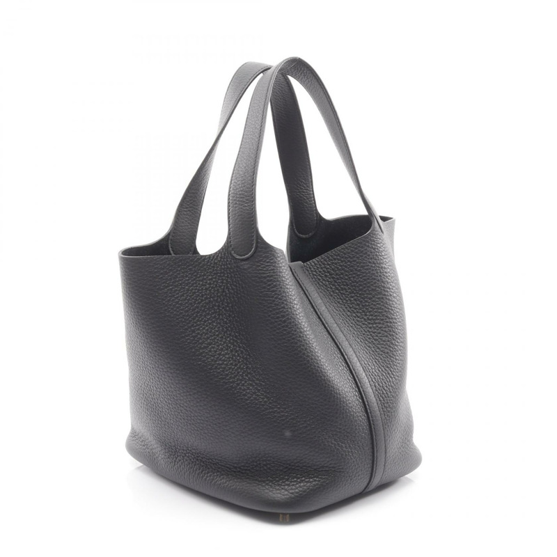 愛馬仕 Picotin Lock MM 手提包,Clemence 皮革,黑色,金色五金,二手,女士款-1