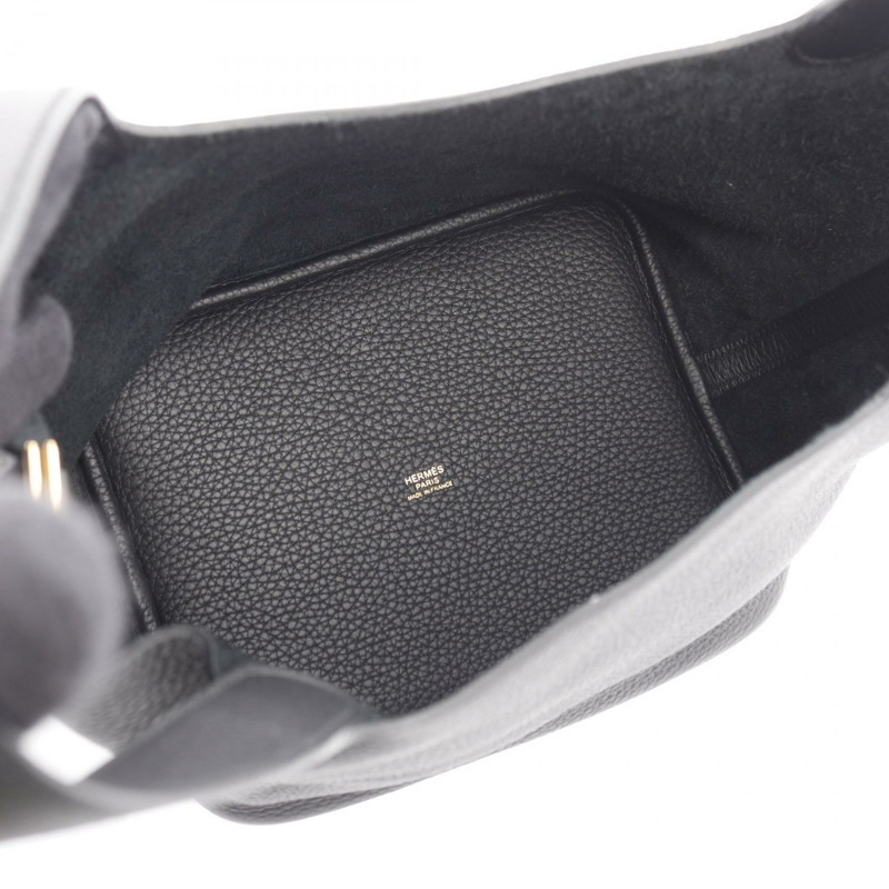 愛馬仕 Picotin Lock MM 手提包,Clemence 皮革,黑色,金色五金,二手,女士款-2