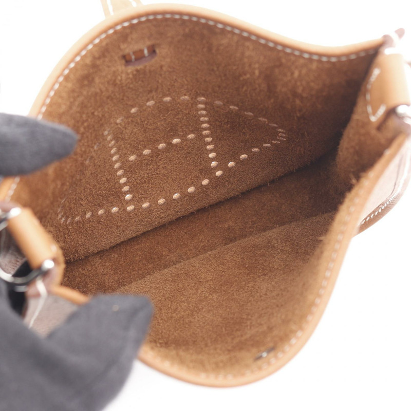 愛馬仕 Evelyne TPM Amazon 單肩包，Clemence 皮革，棕色金色 SHW，二手 K-2