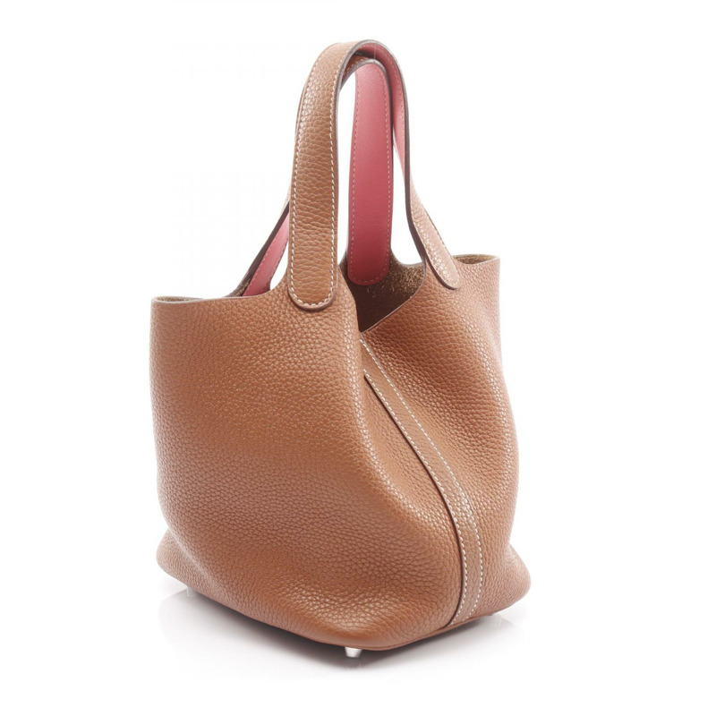 愛馬仕 Picotin Lock PM Eclat 手提包,Clemence Swift 皮革,棕色/粉紅色,二手。-1