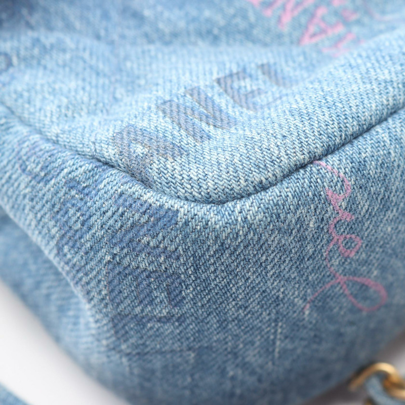 香奈兒 (CHANEL) 絎縫小號翻蓋鏈條單背包 AS3134 牛仔藍 二手 女士 金色五金-6