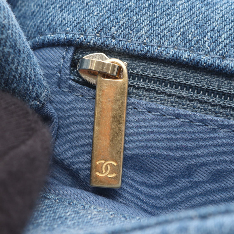 香奈兒 (CHANEL) 絎縫小號翻蓋鏈條單背包 AS3134 牛仔藍 二手 女士 金色五金-10