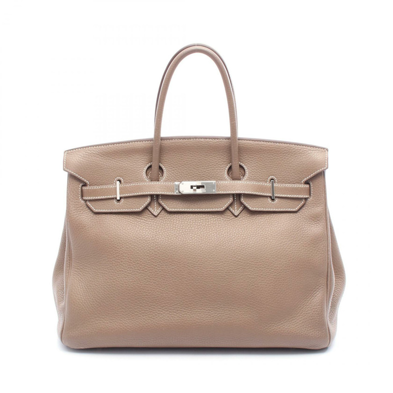 愛馬仕 Birkin 35 手提包 J Taurillon Clemence Etoupe 灰色 二手 女士 SHW-0