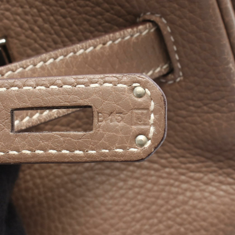 愛馬仕 Birkin 35 手提包 J Taurillon Clemence Etoupe 灰色 二手 女士 SHW-4