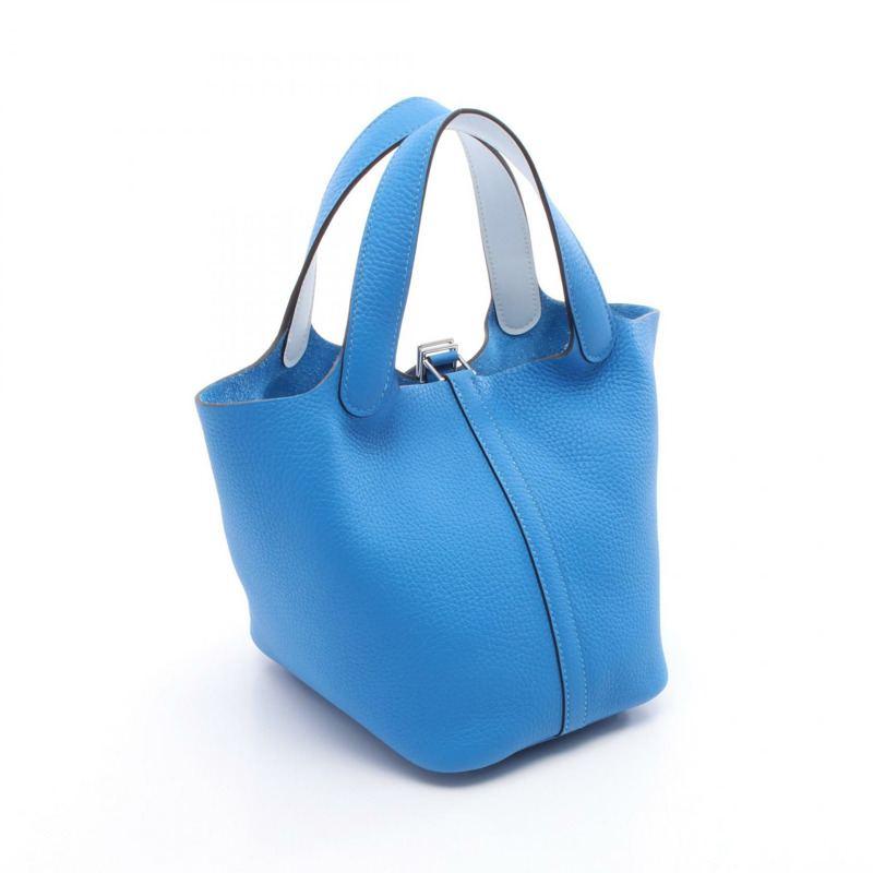 愛馬仕 Picotin Lock Eclat PM 手袋 Taurillon Clemence 藍色 Hydra 二手 SHW-1