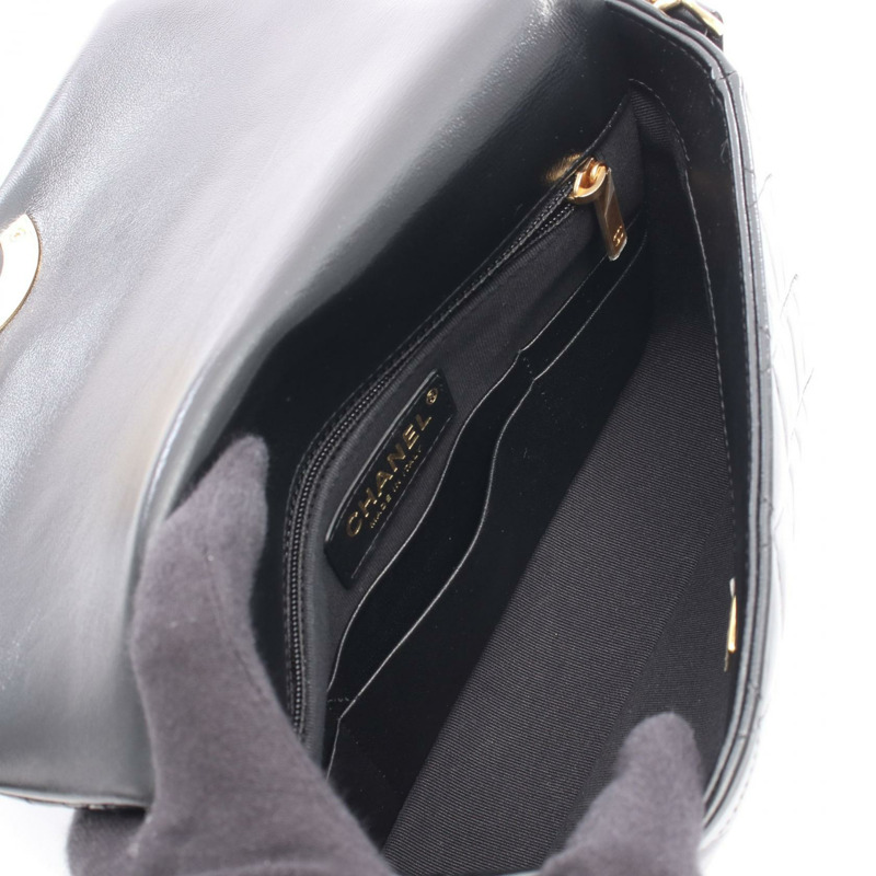 香奈兒 COCO 標誌鏈條斜挎單肩包,羊皮材質,黑色,二手,女士款,金色五金-2