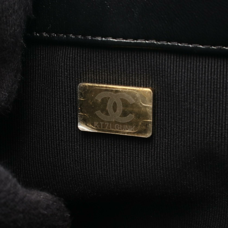 香奈兒 COCO 標誌鏈條斜挎單肩包,羊皮材質,黑色,二手,女士款,金色五金-4