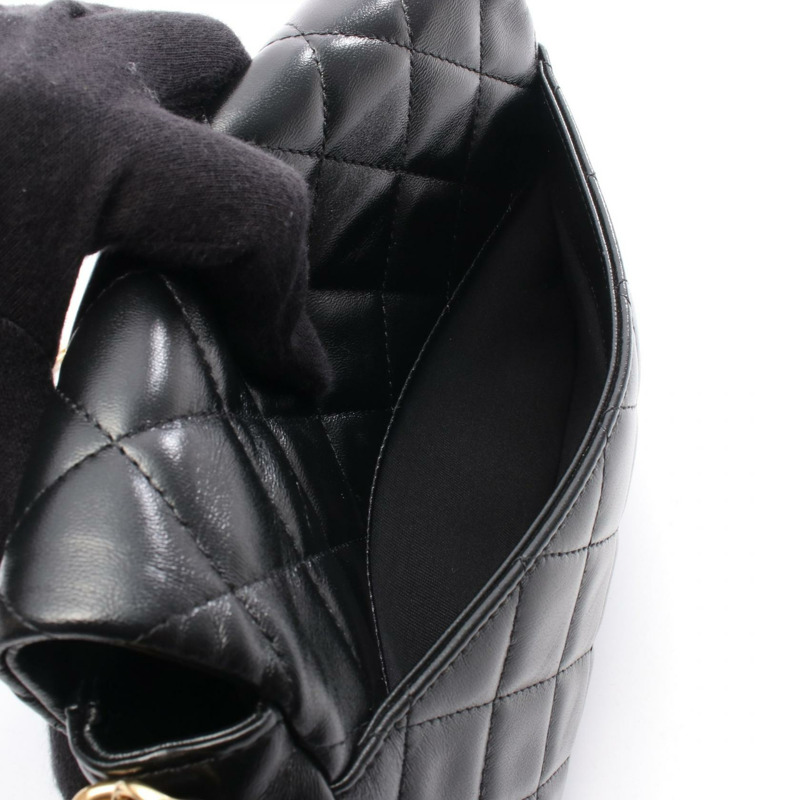 香奈兒 COCO 標誌鏈條斜挎單肩包,羊皮材質,黑色,二手,女士款,金色五金-5