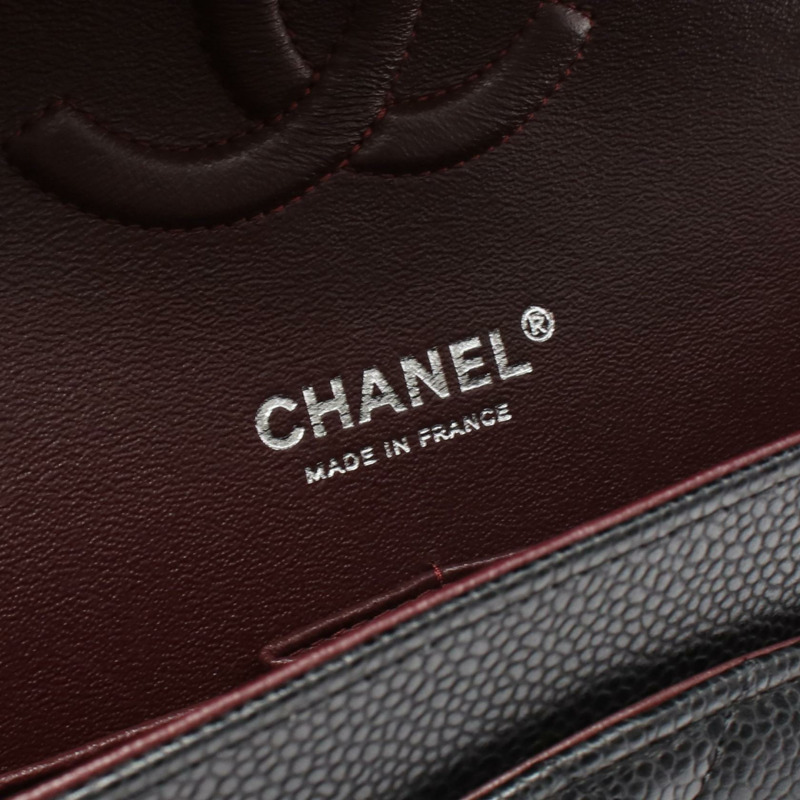 香奈兒 Matelasse W 翻蓋鏈條肩背包,粒面小牛皮,黑色,二手,帶五金配件-3