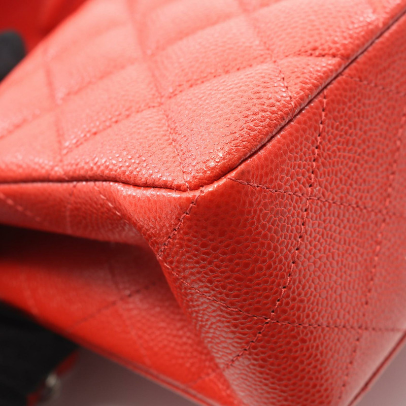 香奈兒 Matelasse W 翻蓋鏈條肩背包,粒面小牛皮,紅色,二手 SHW-6