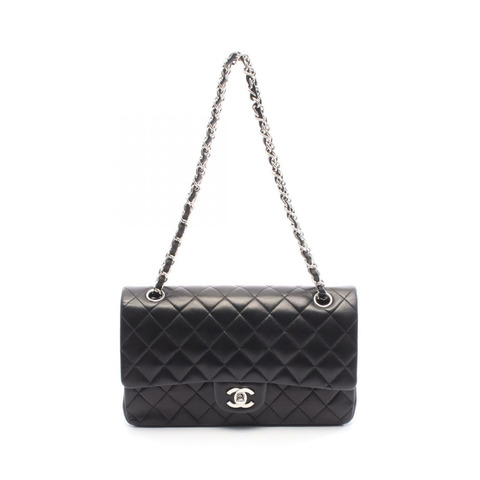 香奈兒 (CHANEL) Matelasse W 翻蓋肩背包 A01112 羊皮黑二手 SHW
