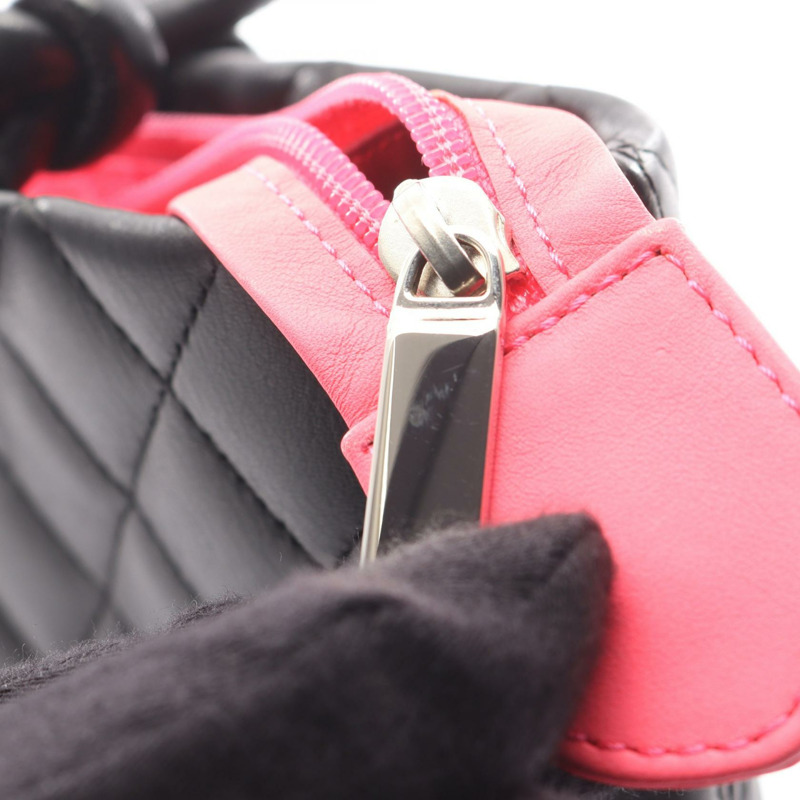 香奈兒 Cambon 系列中型手提包,黑色/粉紅色皮革,二手女士 CC Coco-9