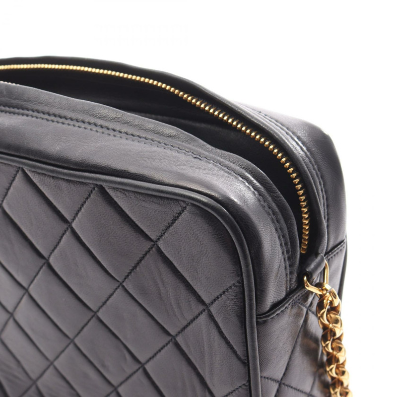 香奈兒 (CHANEL) Matelasse Diana 翻蓋斜背包,羊皮材質,黑色,二手,金色五金,CC-8