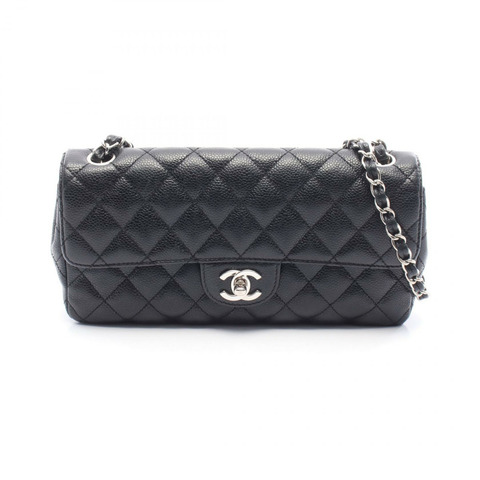香奈兒 (CHANEL) Matelasse 鏈條肩背包，粒面小牛皮，黑色 SHW，二手 CC
