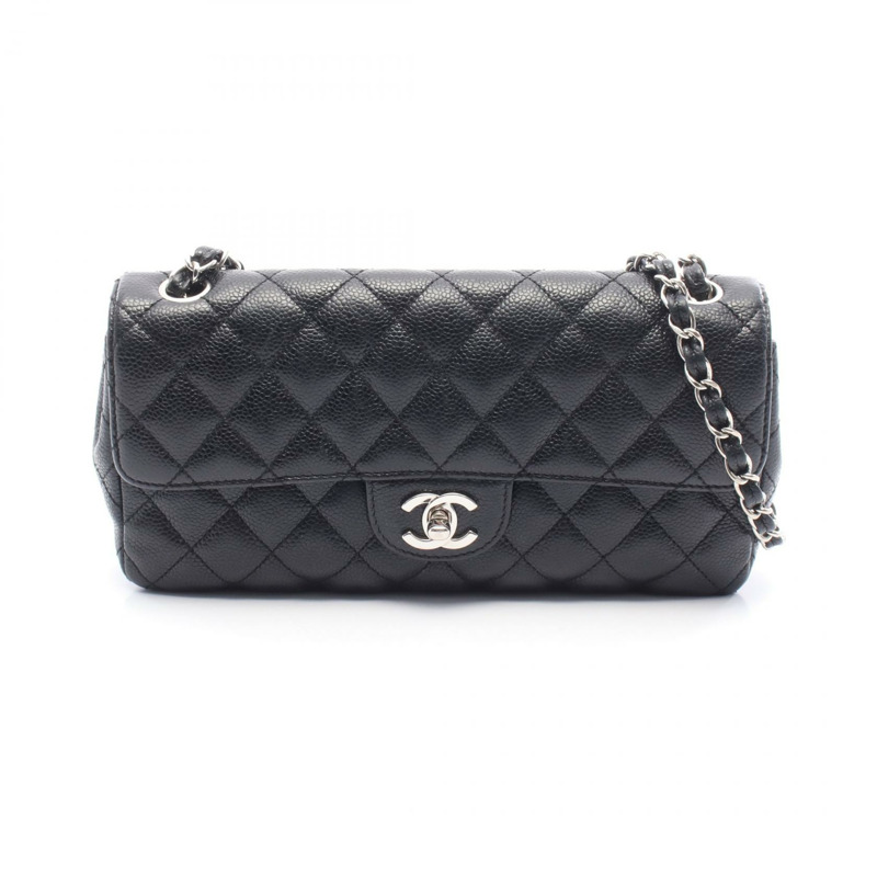 香奈兒 (CHANEL) Matelasse 鏈條肩背包,粒面小牛皮,黑色 SHW,二手 CC-0