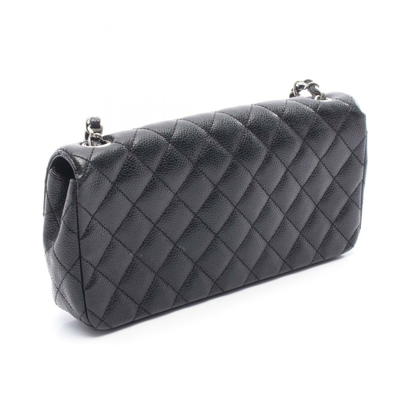 香奈兒 (CHANEL) Matelasse 鏈條肩背包,粒面小牛皮,黑色 SHW,二手 CC-1