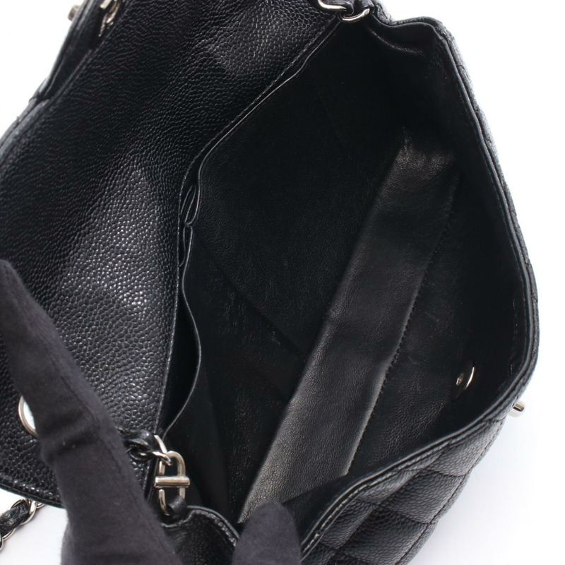 香奈兒 (CHANEL) Matelasse 鏈條肩背包,粒面小牛皮,黑色 SHW,二手 CC-2