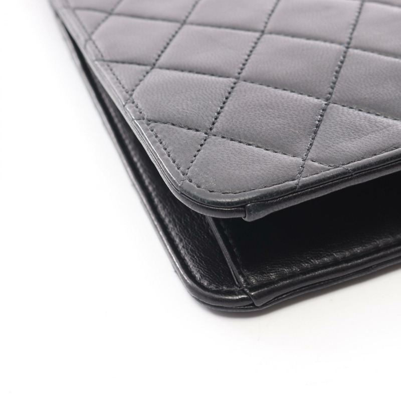 香奈兒 (CHANEL) Matelasse 單翻蓋鏈條肩背包,羊皮材質,黑色,二手,金色五金-10