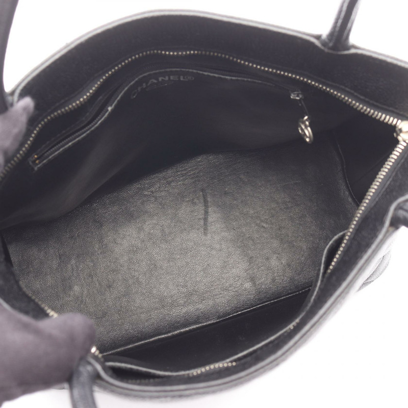 香奈兒 (CHANEL) 圓形飾章手提包,黑色粒面小牛皮,二手,女士 CC Coco 標誌-2
