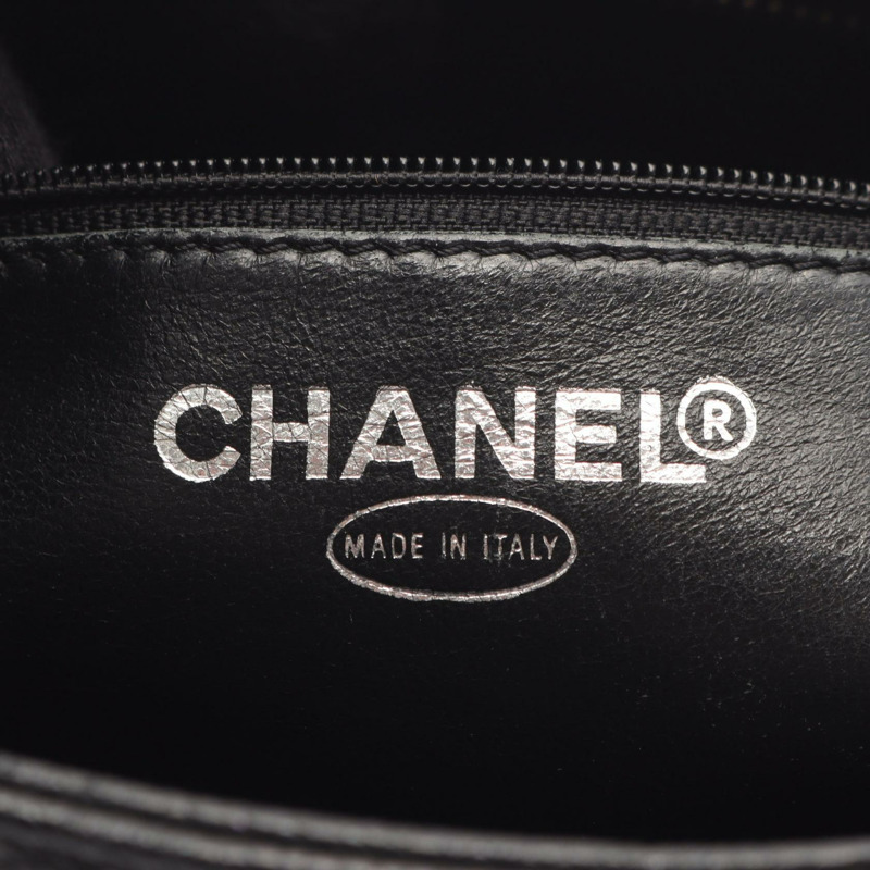 香奈兒 (CHANEL) 圓形飾章手提包,黑色粒面小牛皮,二手,女士 CC Coco 標誌-3