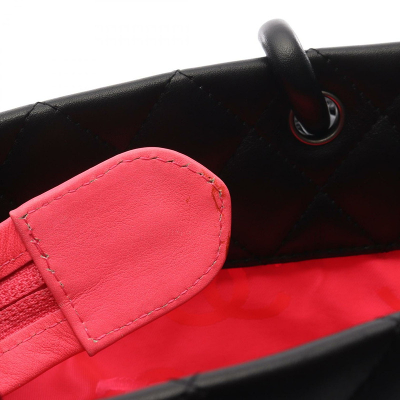 香奈兒 Cambon 系列中型手提包，黑色皮革，二手，女士款，附五金配件-5