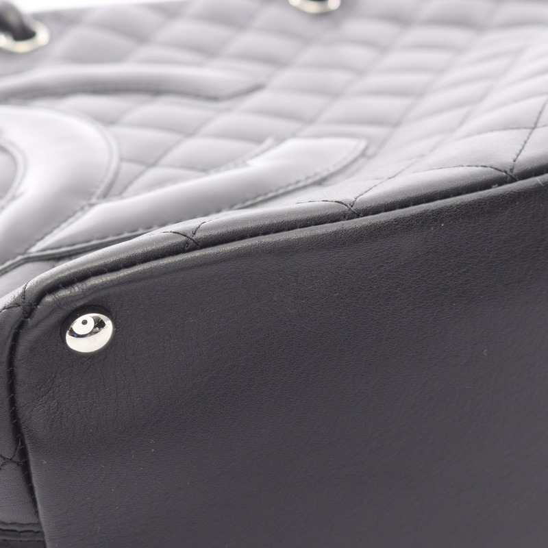 香奈兒 Cambon 系列中型手提包，黑色皮革，二手，女士款，附五金配件-9