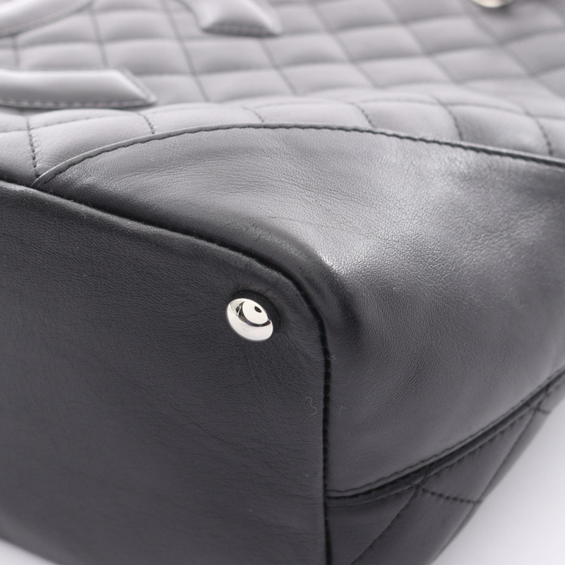 香奈兒 Cambon 系列中型手提包，黑色皮革，二手，女士款，附五金配件-11