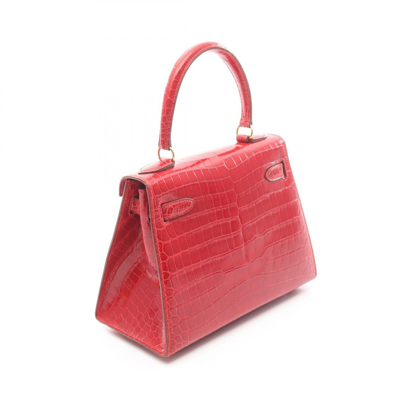愛馬仕迷你凱莉手提包,異國風情鱷魚皮,紅色,二手女款-1