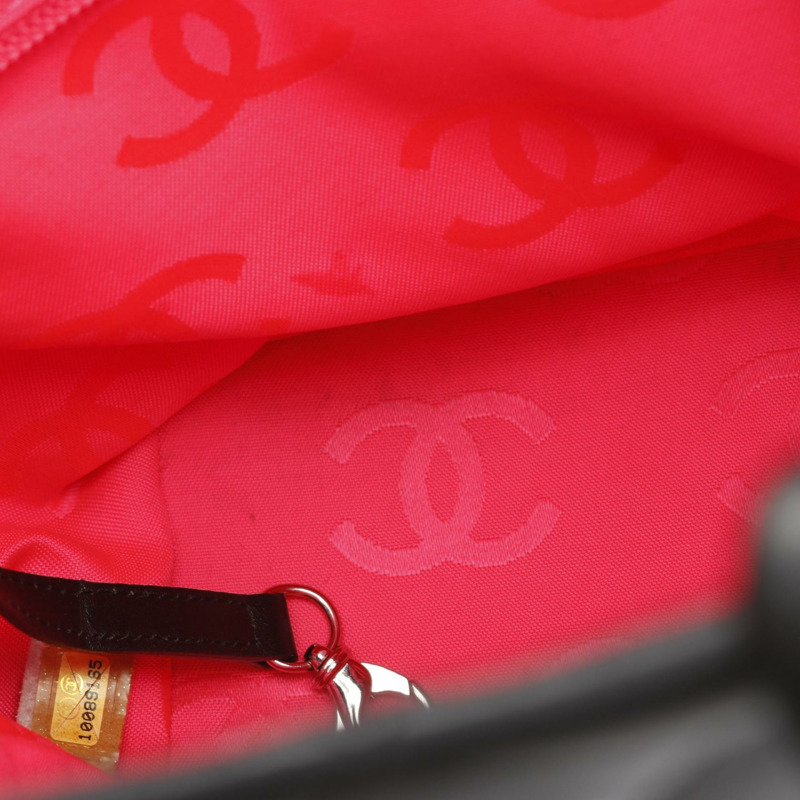 香奈兒 Cambon 系列中型手提單肩包,黑色皮革,二手女款-5