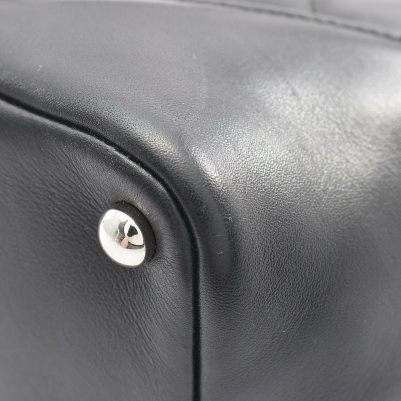 香奈兒 Cambon 系列中型手提單肩包,黑色皮革,二手女款-7