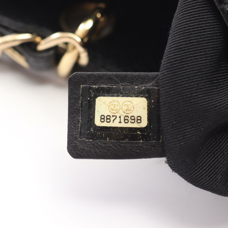 香奈兒 (CHANEL) Matelasse PST 鏈肩背托特包,粒面小牛皮,黑色,二手,金色五金 CC-4