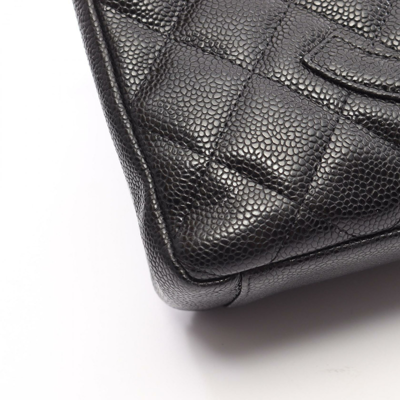 香奈兒 (CHANEL) Matelasse PST 鏈肩背托特包,粒面小牛皮,黑色,二手,金色五金 CC-12