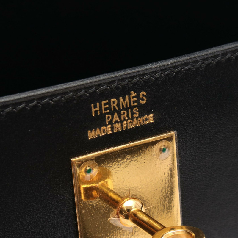 愛馬仕 Kelly 32 單肩手提包 G Box 小牛皮 黑色 二手 金色五金 女士-3