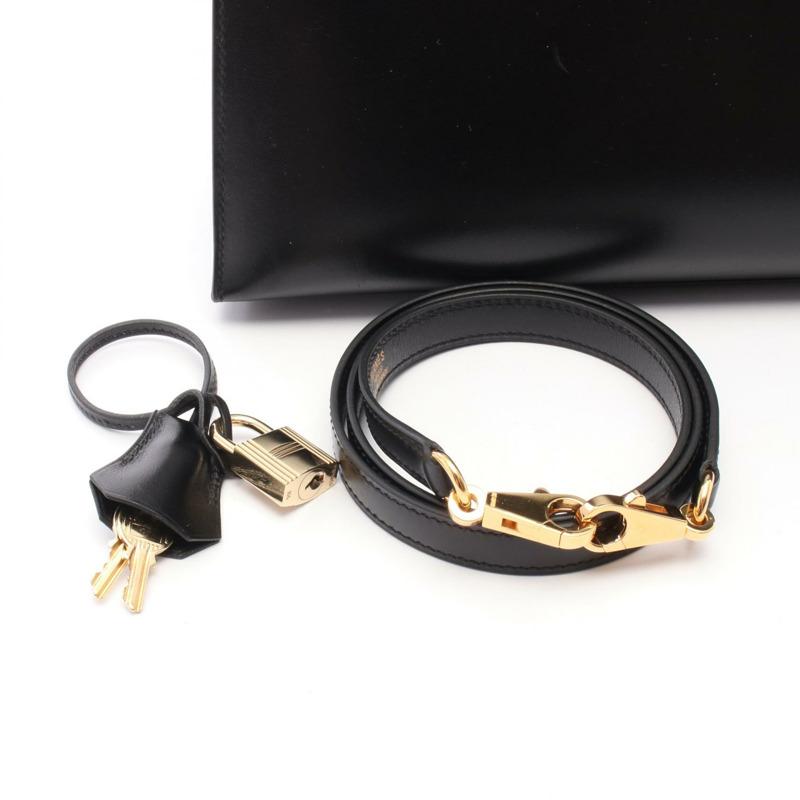 愛馬仕 Kelly 32 單肩手提包 G Box 小牛皮 黑色 二手 金色五金 女士-5