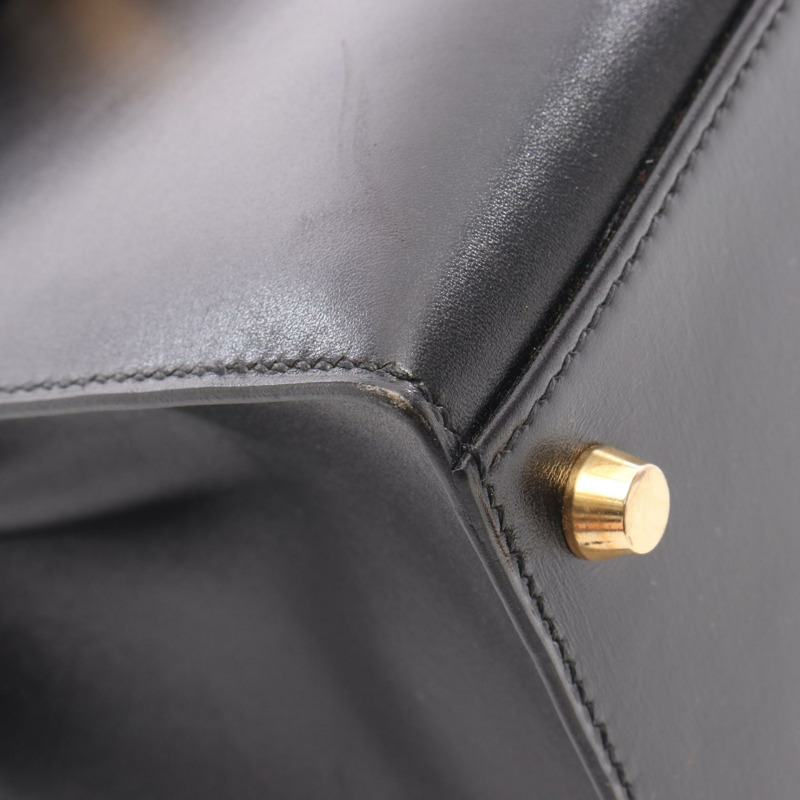 愛馬仕 Kelly 32 單肩手提包 G Box 小牛皮 黑色 二手 金色五金 女士-7