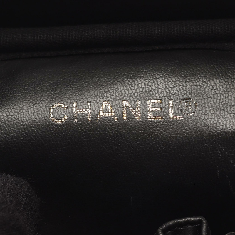 香奈兒 COCO Mark 化妝包 A01998 皮革 粒面小牛皮 黑色 二手 金色五金-3